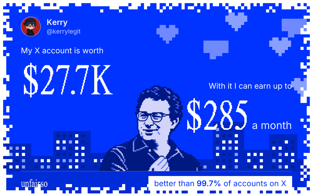 Kerry's X account can earn up to $285 a month