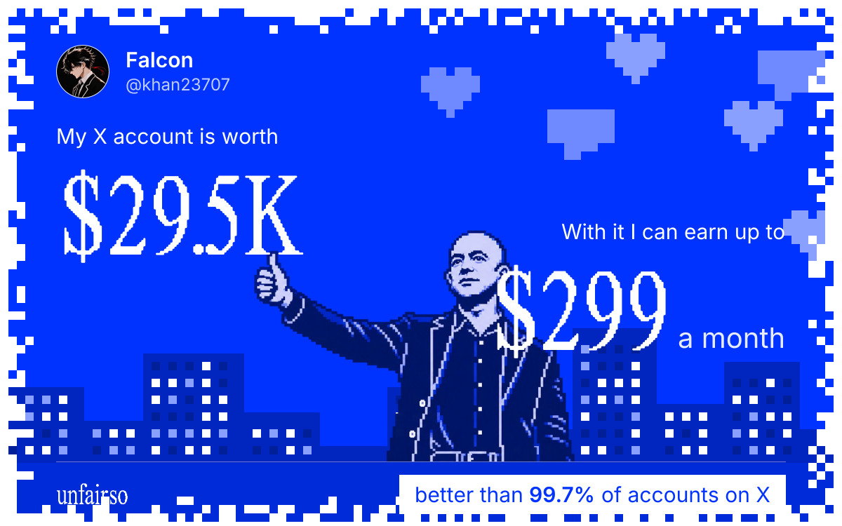 Falcon's X account can earn up to $299 a month