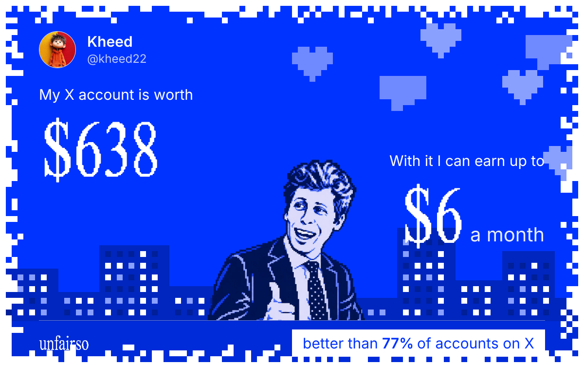 Kheed's X account can earn up to $6 a month