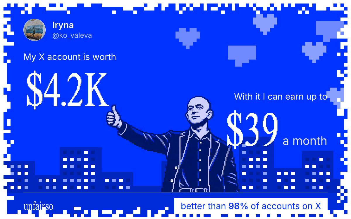 Iryna's X account can earn up to $39 a month