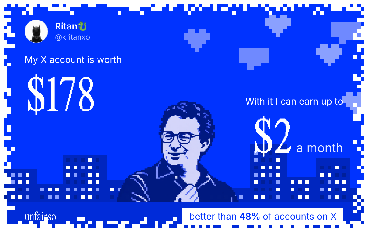 Ritan🐉's X account can earn up to $2 a month