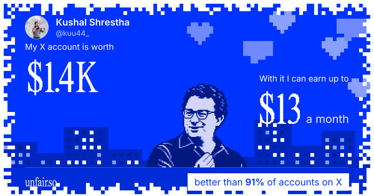 Kushal Shrestha's X account can earn up to $13 a month