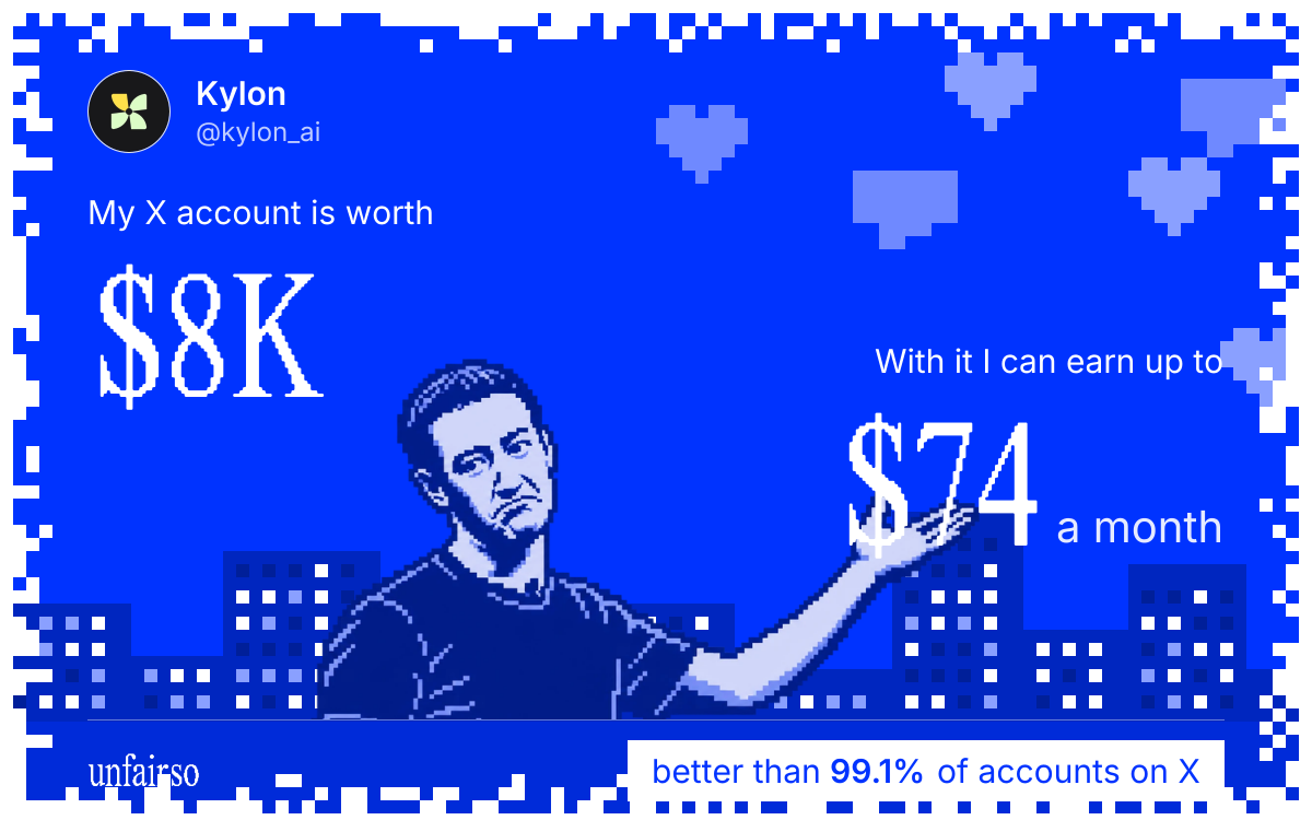 Kylon's X account can earn up to $74 a month