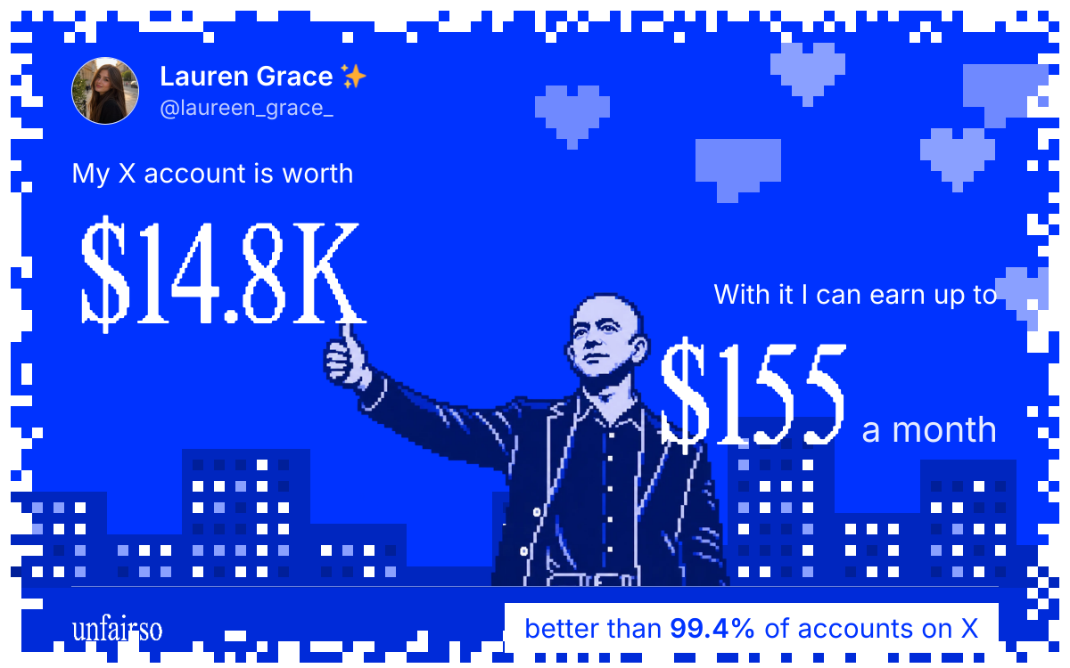 Lauren Grace ✨'s X account can earn up to $155 a month