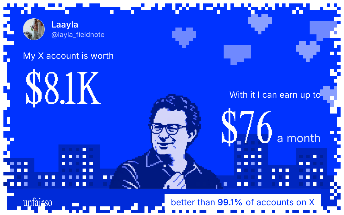 Laayla's X account can earn up to $76 a month