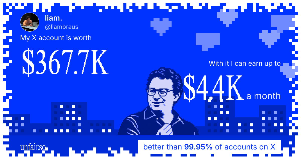 liam.'s X account can earn up to $4.4K a month