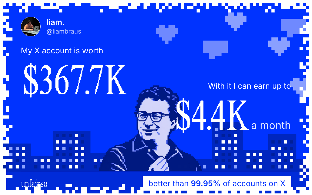 liam.'s X account can earn up to $4.4K a month