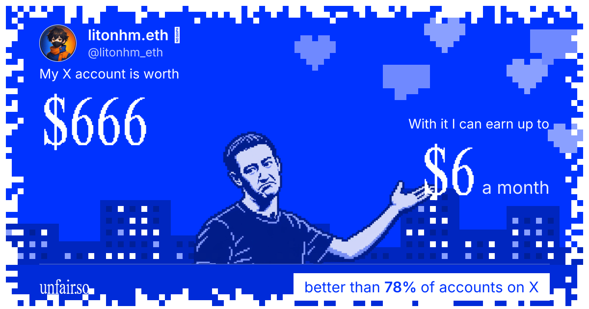 litonhm.eth 's X account can earn up to $6 a month