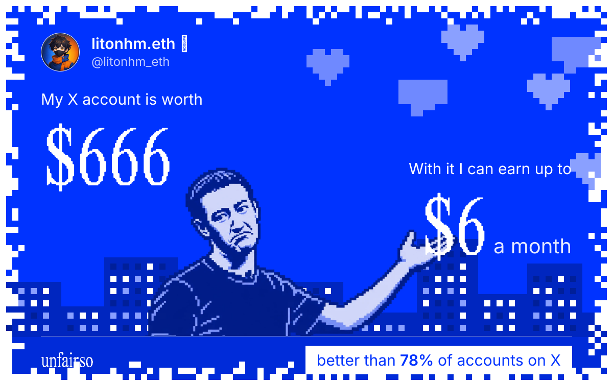 litonhm.eth 's X account can earn up to $6 a month