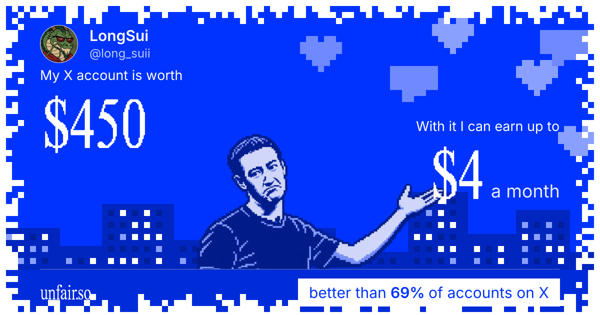 LongSui's X account can earn up to $4 a month