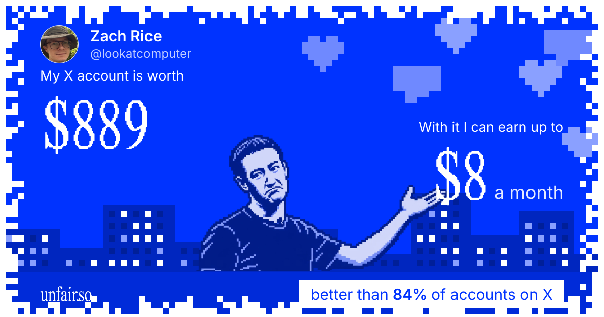 Zach Rice's X account can earn up to $8 a month