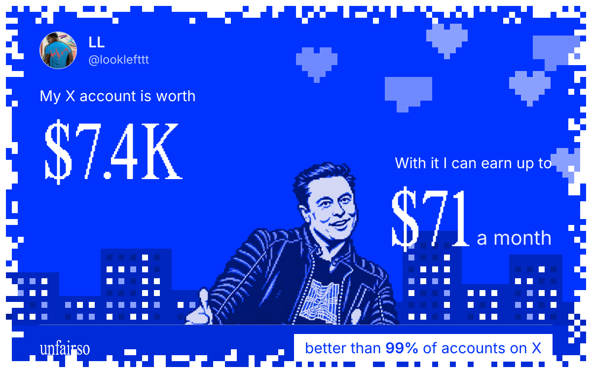 LL's X account can earn up to $71 a month