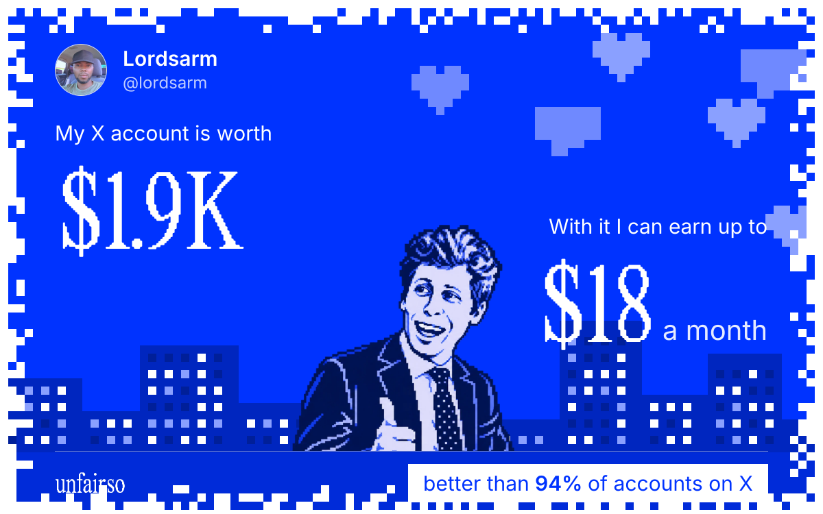 Lordsarm's X account can earn up to $18 a month