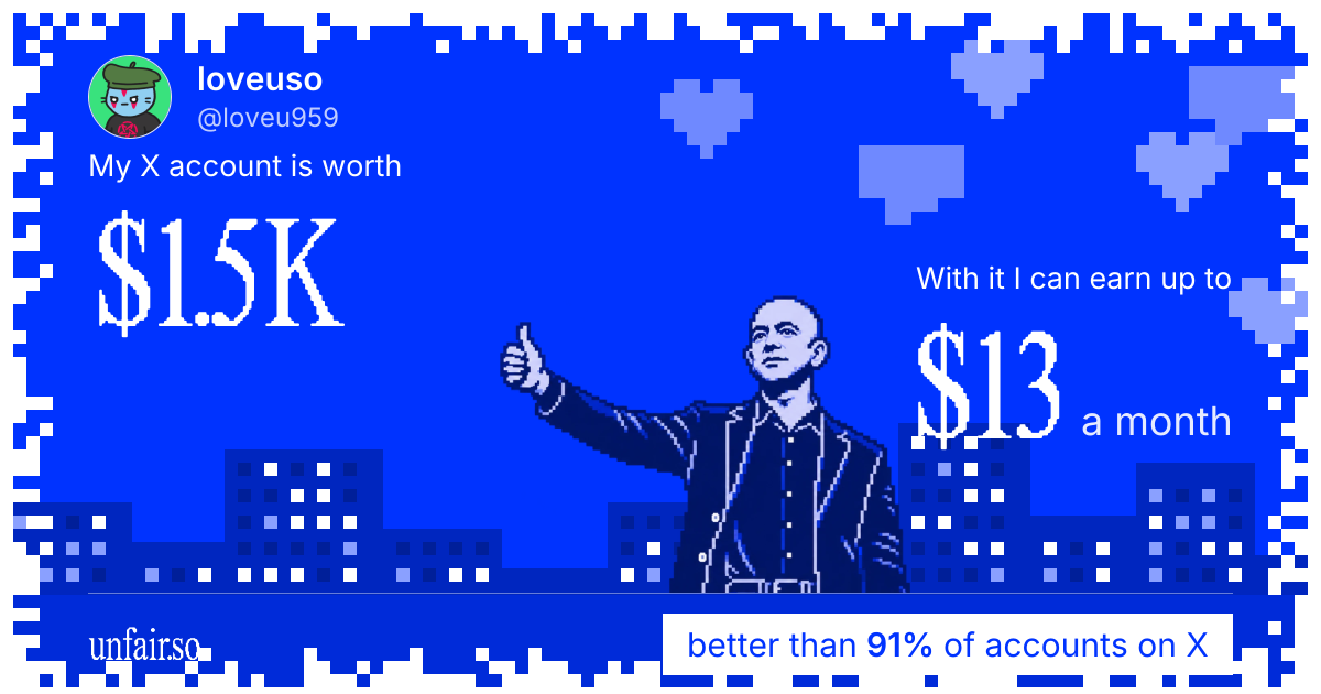 loveuso's X account can earn up to $13 a month