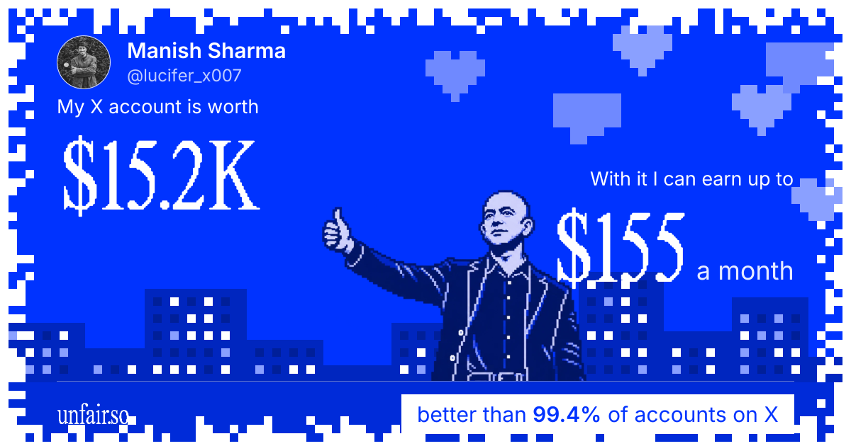 Manish Sharma's X account can earn up to $155 a month