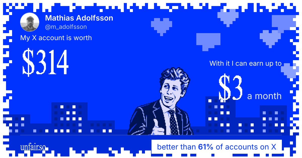 Mathias Adolfsson's X account can earn up to $3 a month