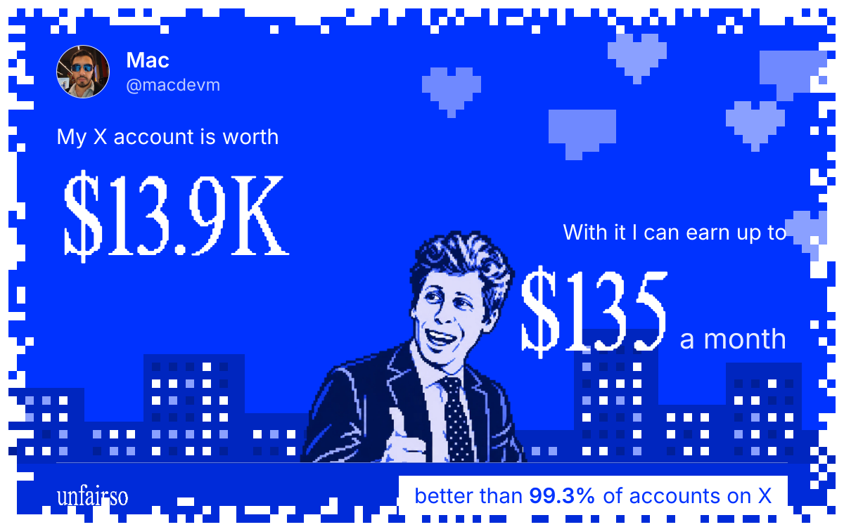 Mac's X account can earn up to $135 a month