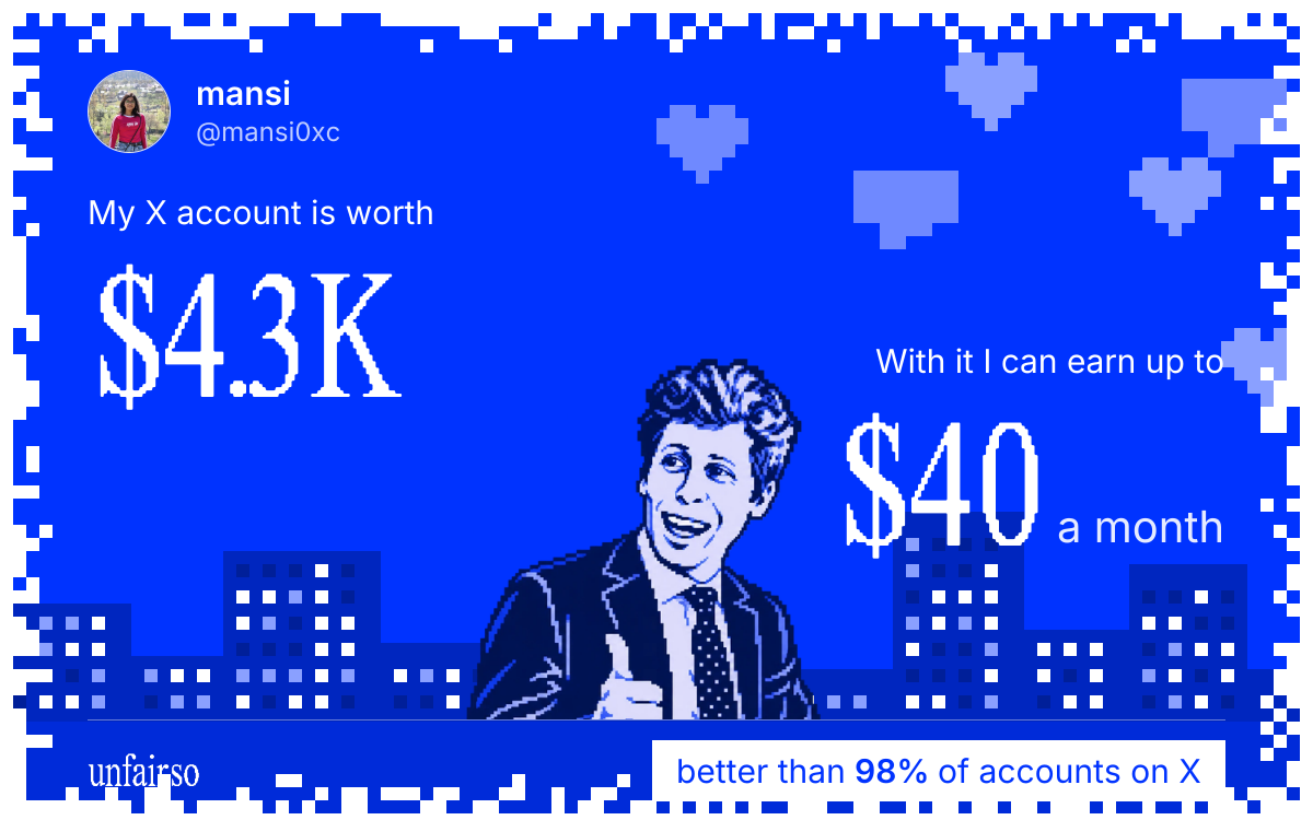 mansi's X account can earn up to $40 a month