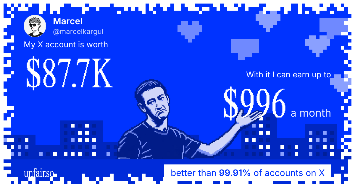 Marcel's X account can earn up to $996 a month