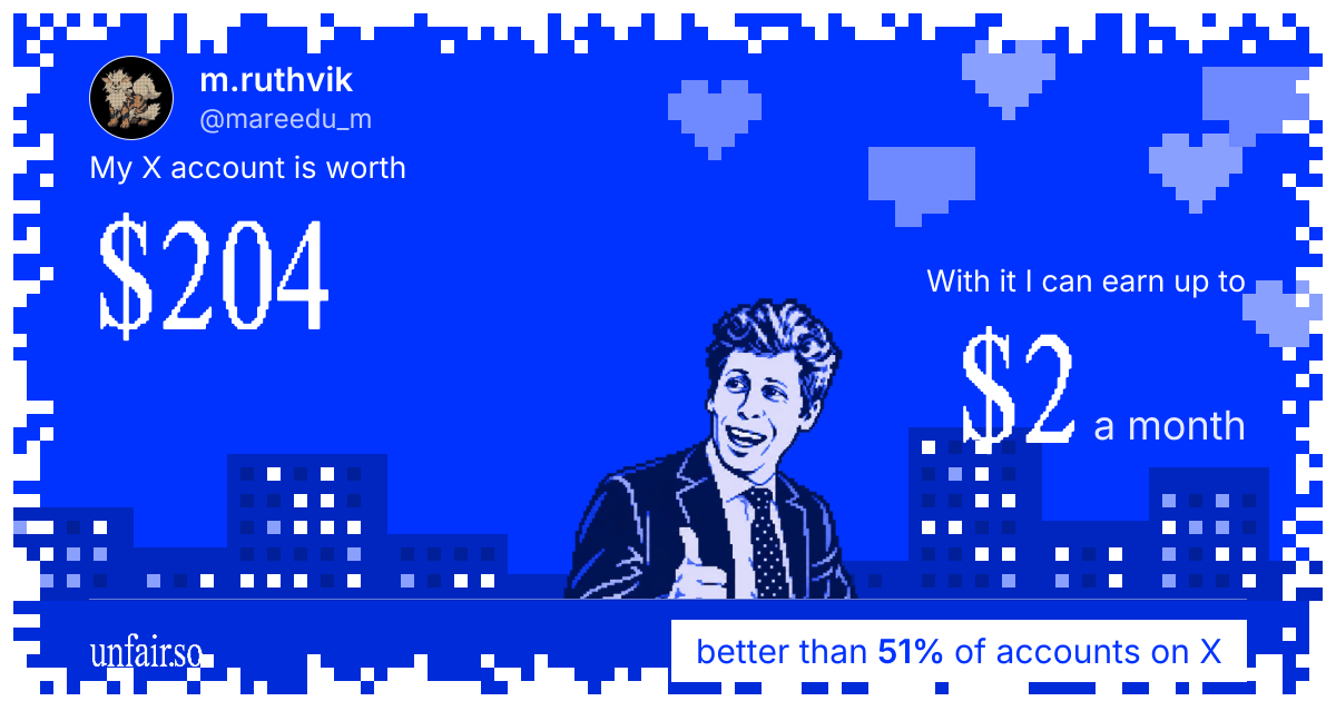 m.ruthvik's X account can earn up to $2 a month