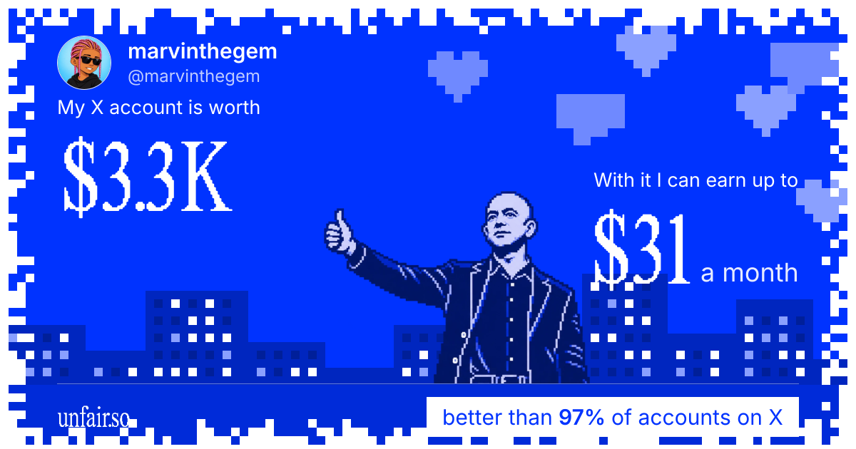 marvinthegem's X account can earn up to $31 a month