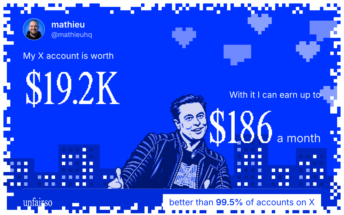 mathieu's X account can earn up to $186 a month