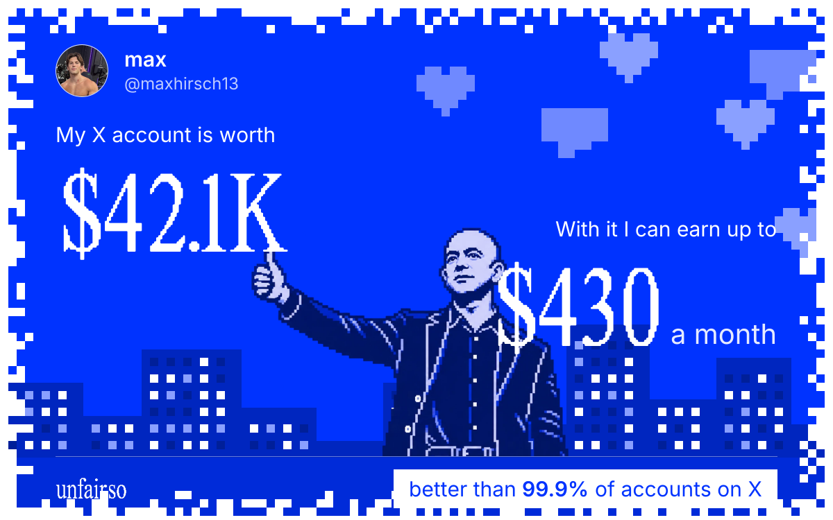 max's X account can earn up to $430 a month