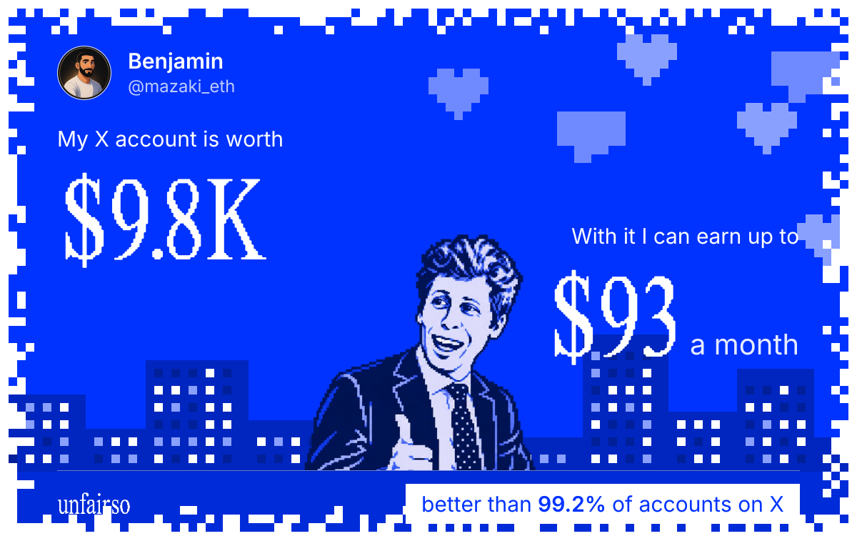 Benjamin's X account can earn up to $93 a month