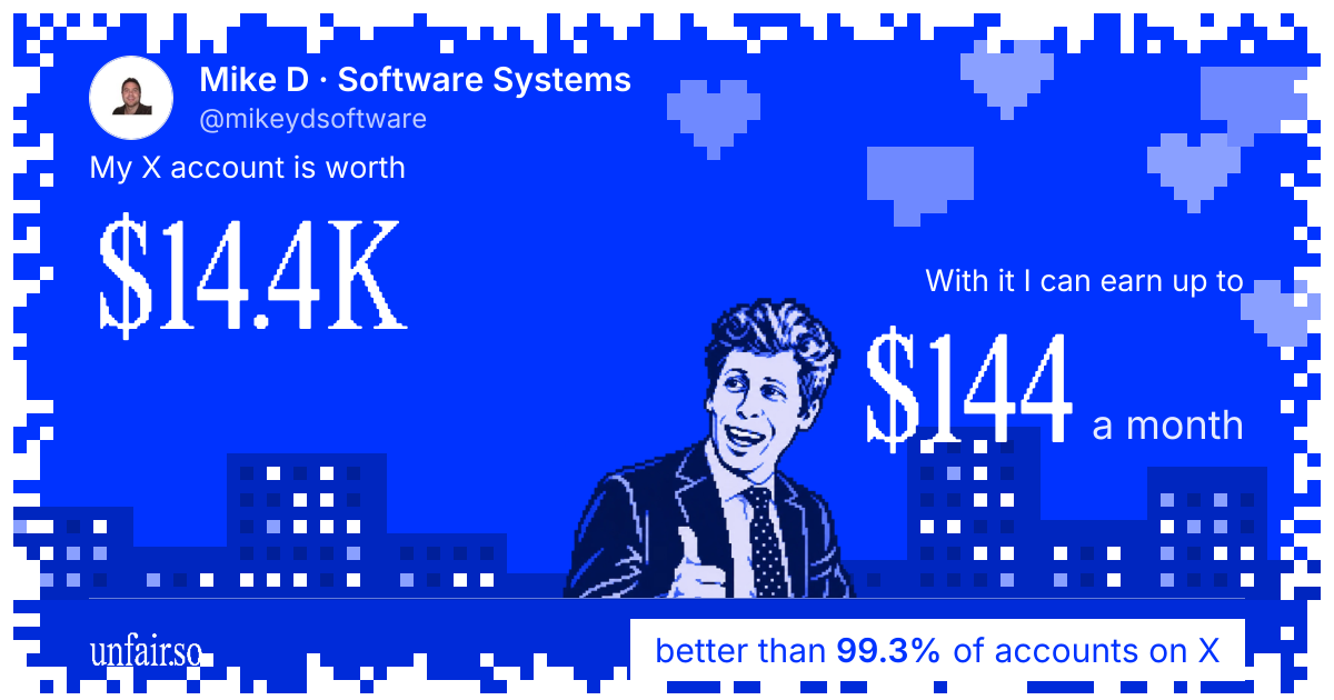 Mike D · Software Systems's X account can earn up to $144 a month
