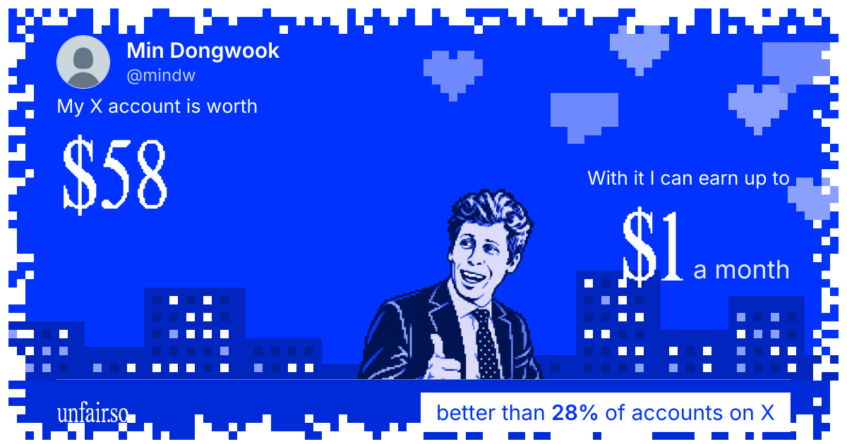Min Dongwook's X account can earn up to $1 a month