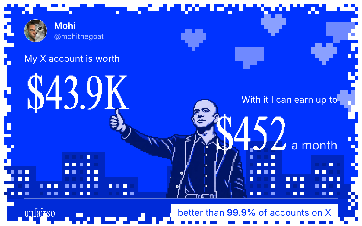 Mohi's X account can earn up to $452 a month