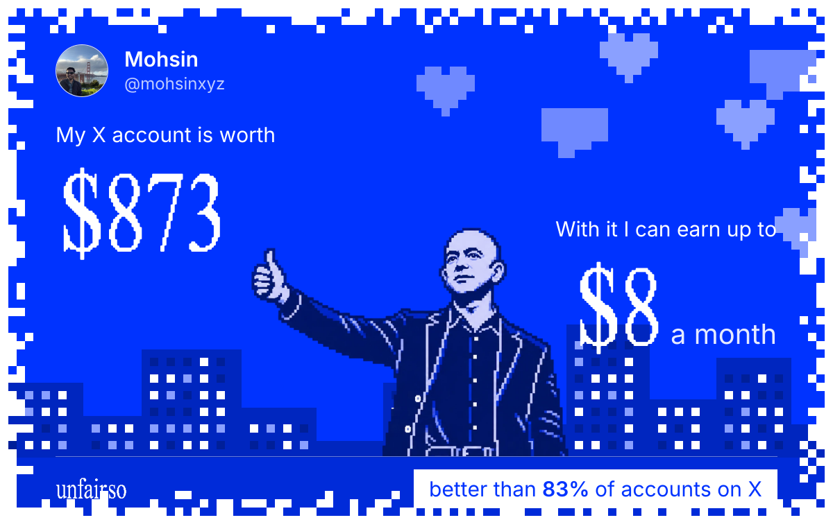 Mohsin's X account can earn up to $8 a month