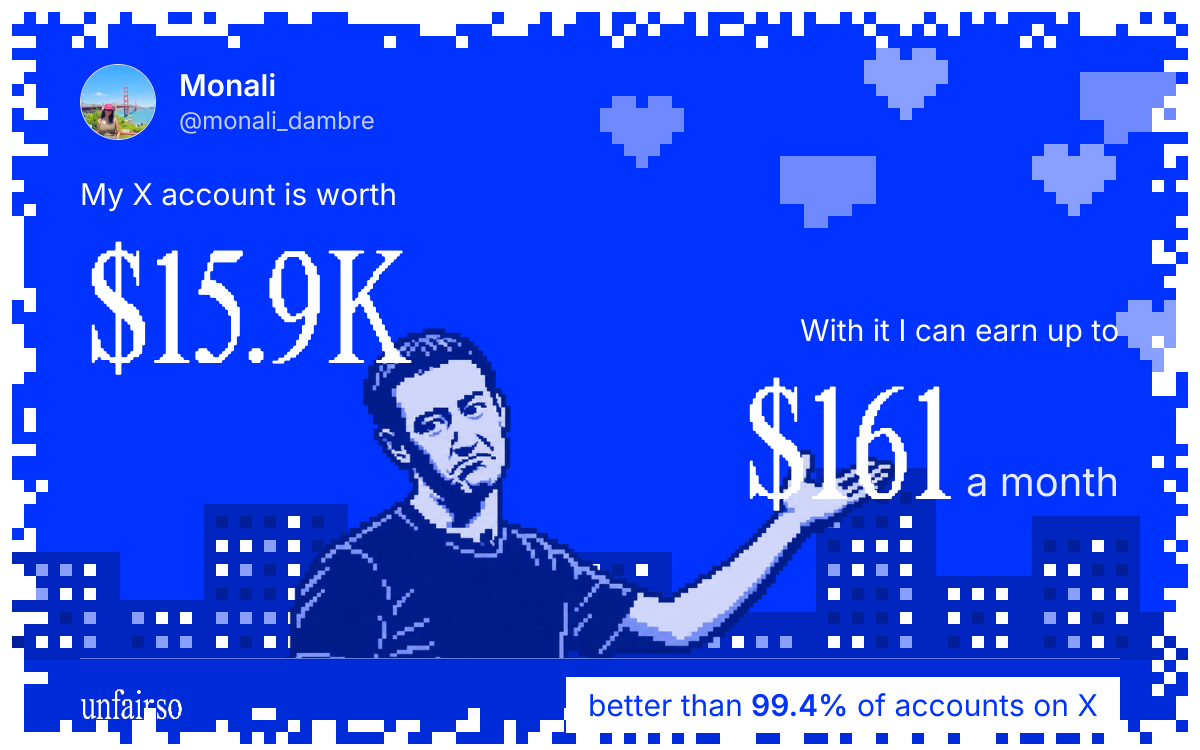 Monali's X account can earn up to $161 a month