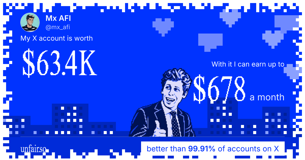 Mx AFI's X account can earn up to $678 a month