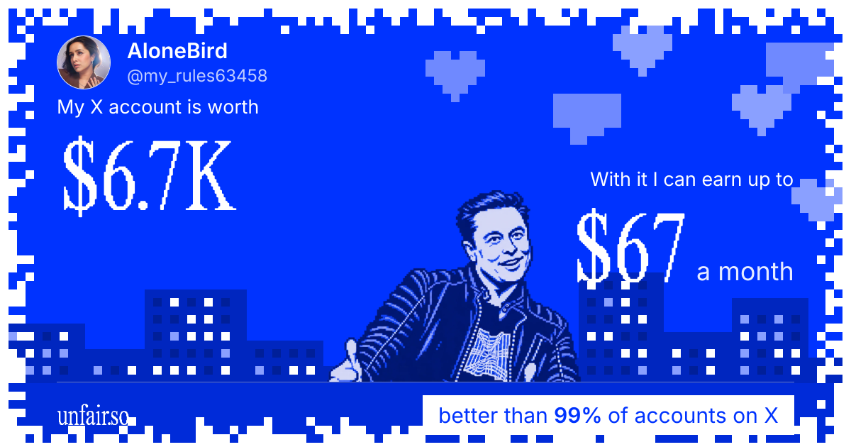 AloneBird's X account can earn up to $67 a month