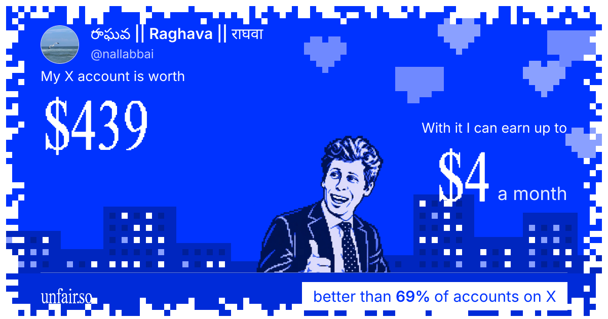 రాఘవ || Raghava || राघवा's X account can earn up to $4 a month