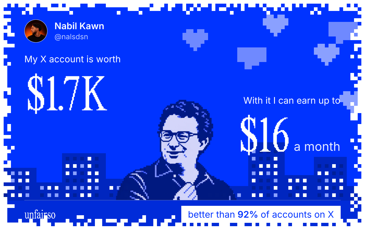 Nabil Kawn's X account can earn up to $16 a month