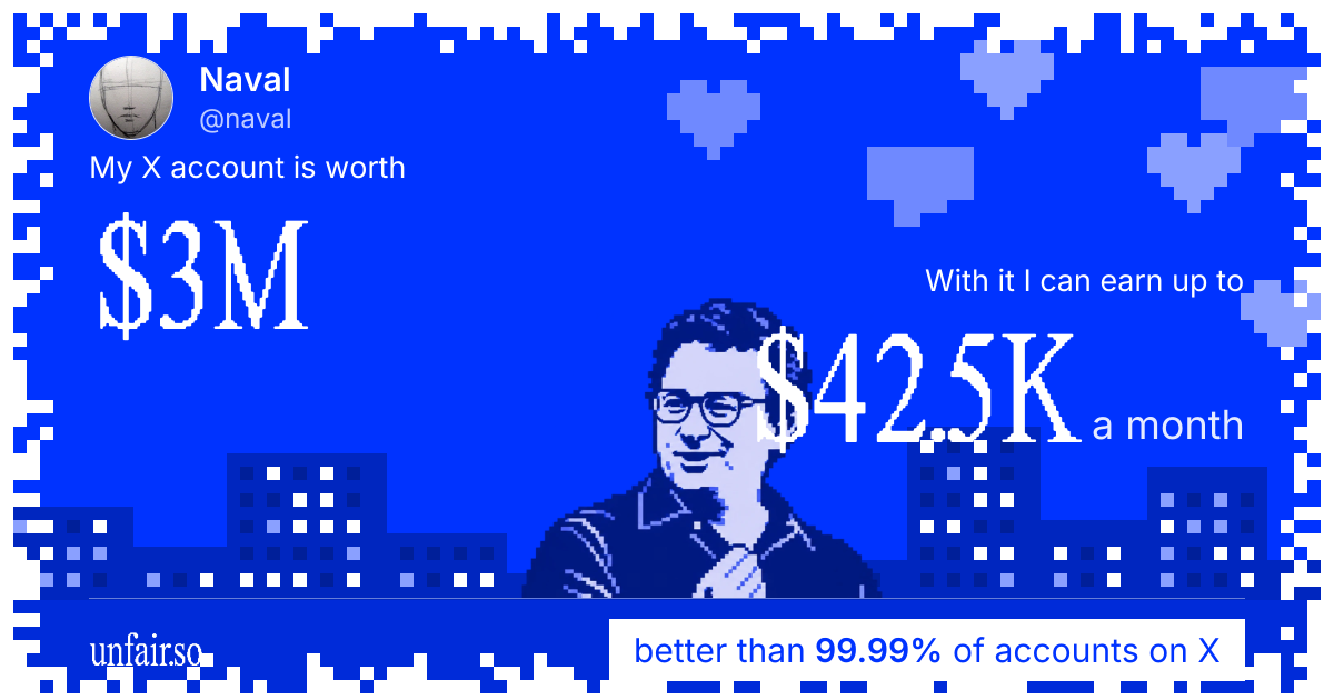 Naval's X account can earn up to $42.5K a month