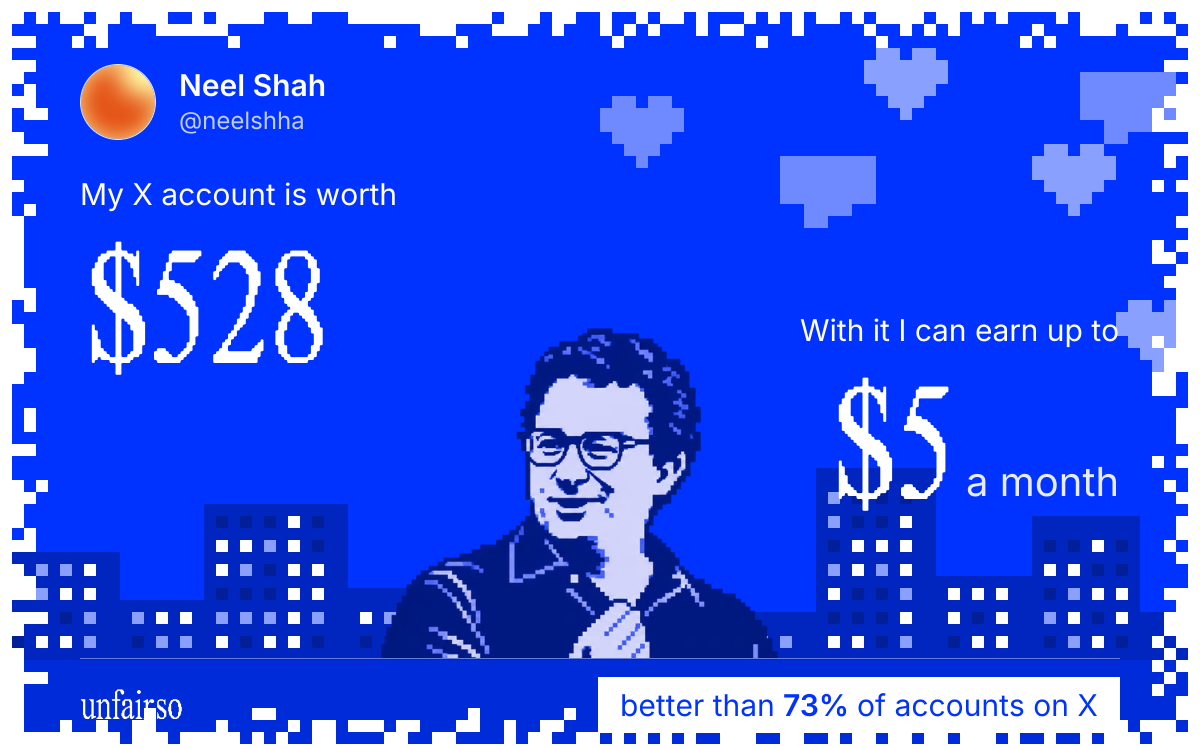 Neel Shah's X account can earn up to $5 a month