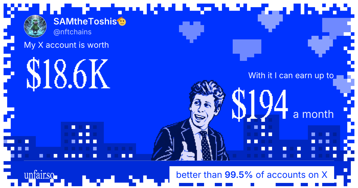 SAMtheToshis🫡's X account can earn up to $194 a month