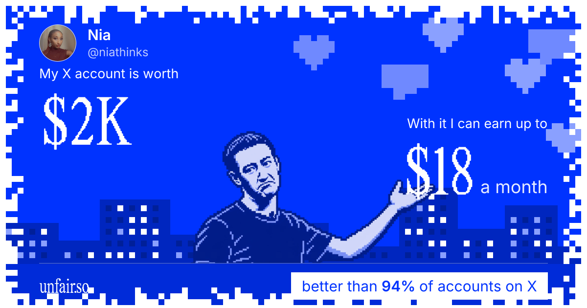 Nia's X account can earn up to $18 a month