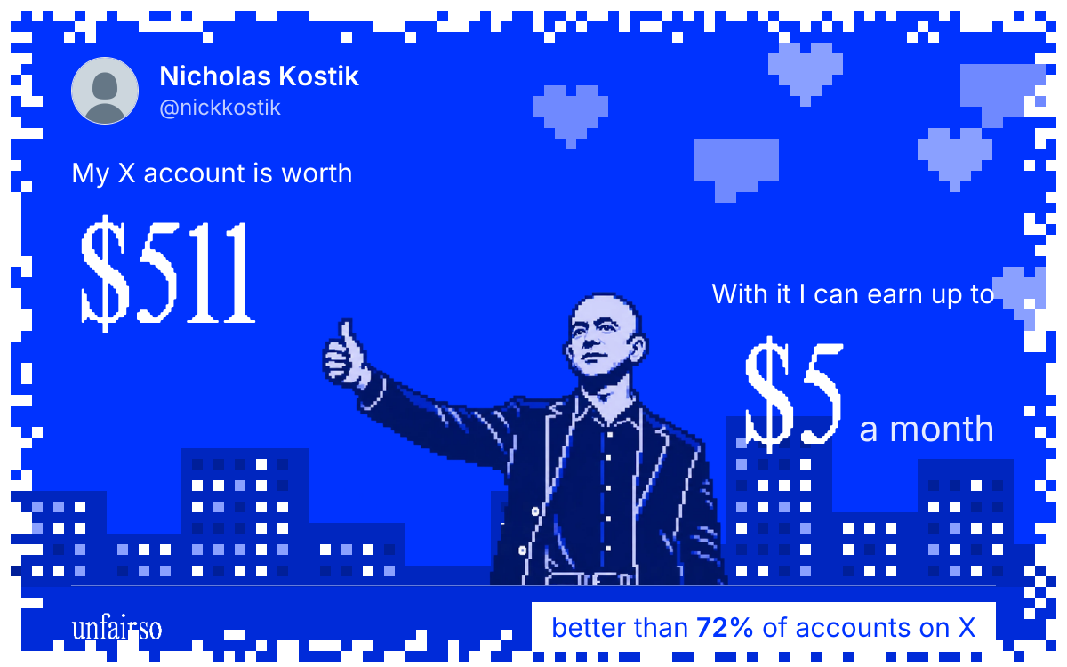 Nicholas Kostik's X account can earn up to $5 a month