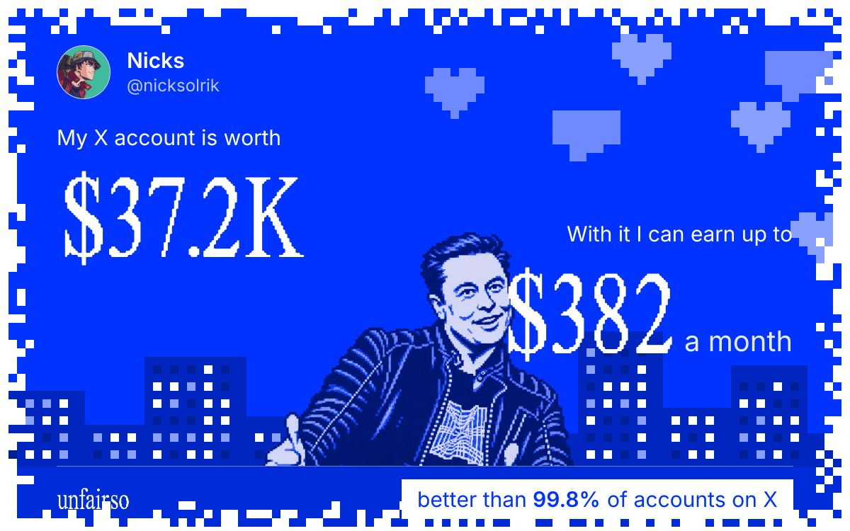 Nicks's X account can earn up to $382 a month