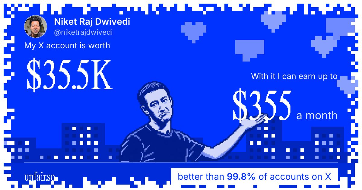 Niket Raj Dwivedi's X account can earn up to $296 a month