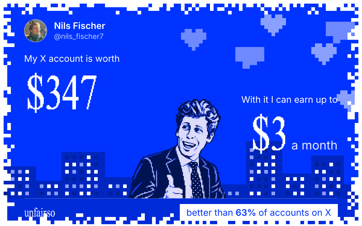 Nils Fischer's X account can earn up to $3 a month