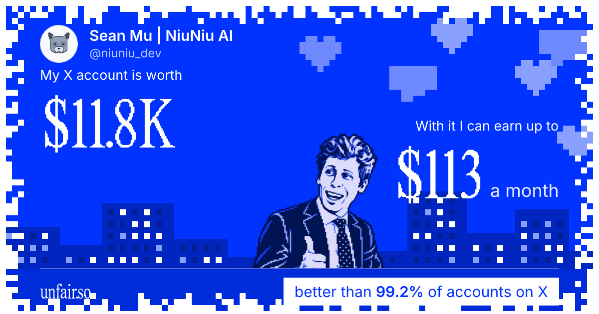 Sean Mu | NiuNiu AI's X account can earn up to $113 a month