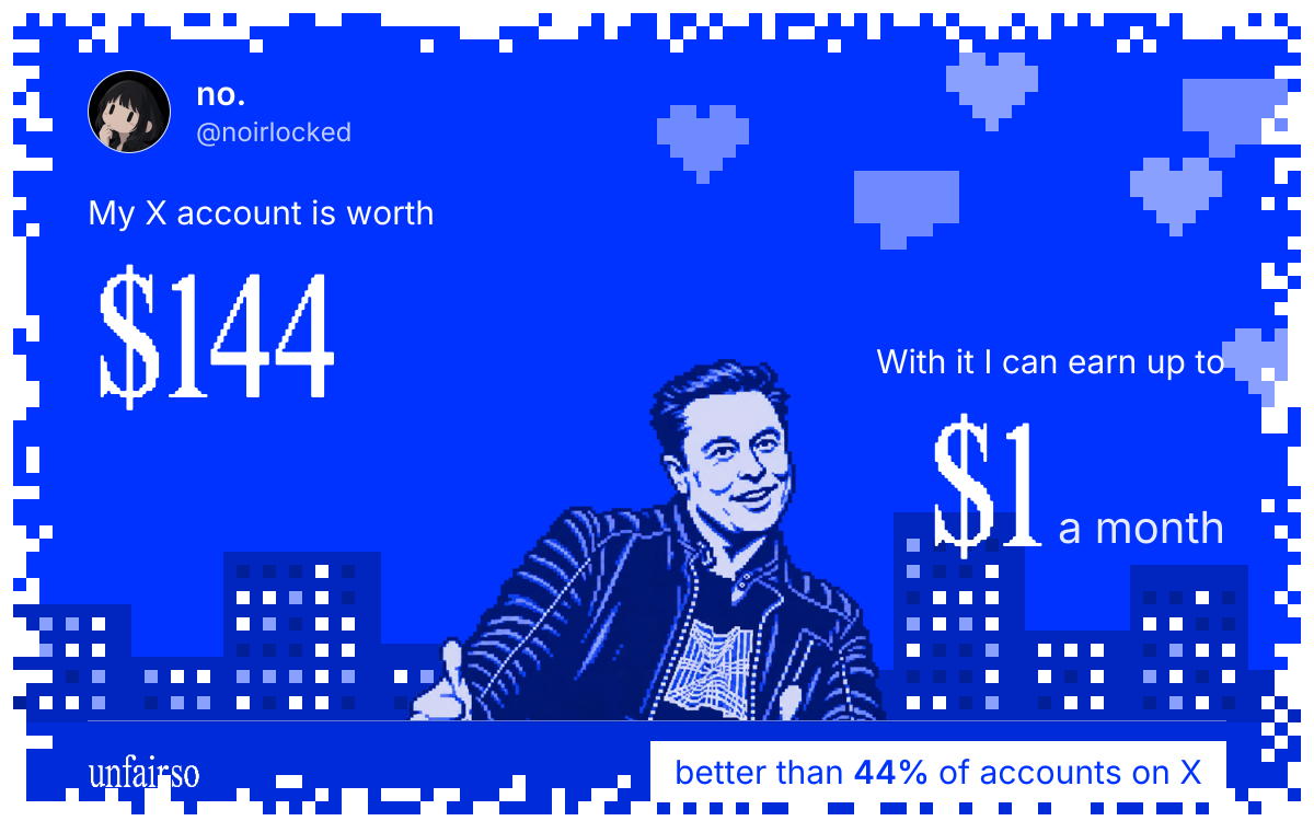 no.'s X account can earn up to $1 a month