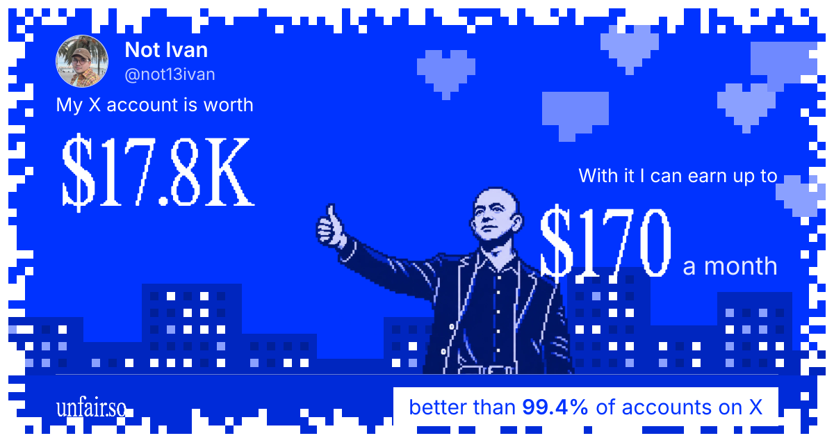 Not Ivan's X account can earn up to $170 a month