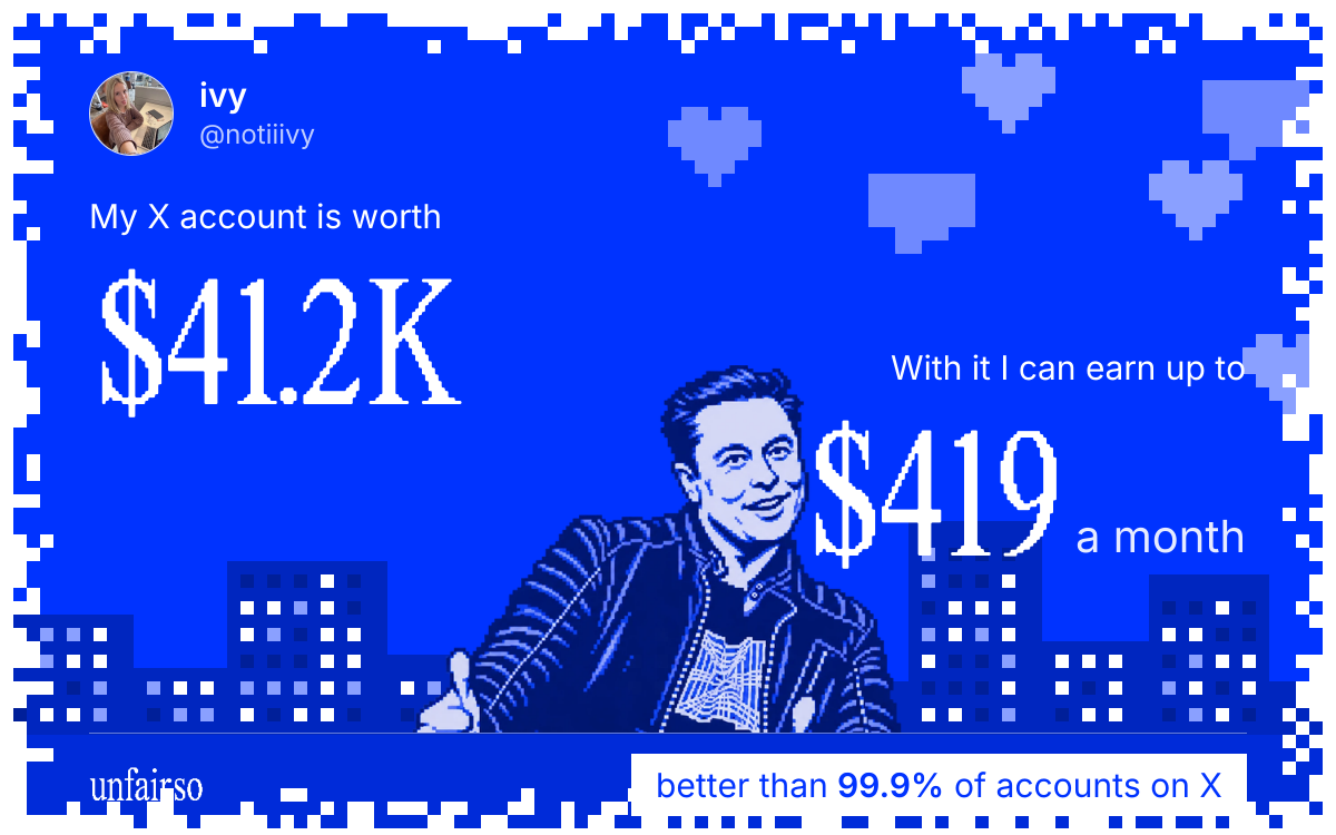 ivy's X account can earn up to $419 a month
