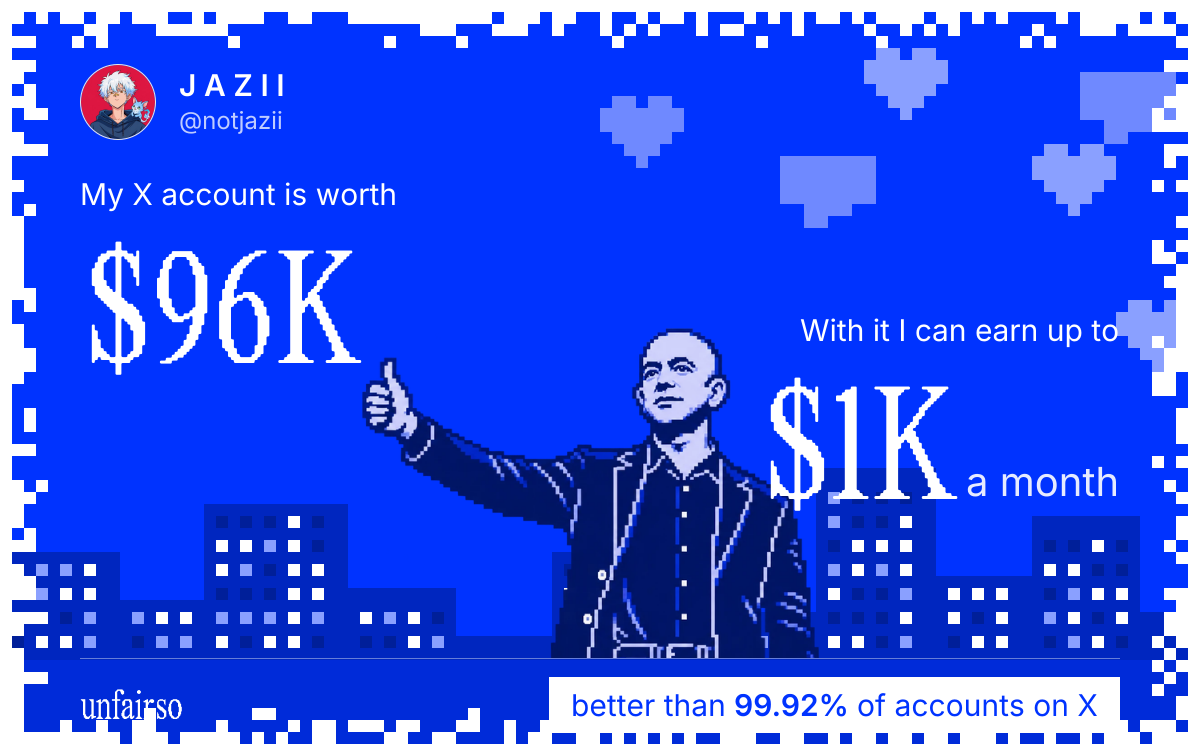 J A Z I I's X account can earn up to $1K a month